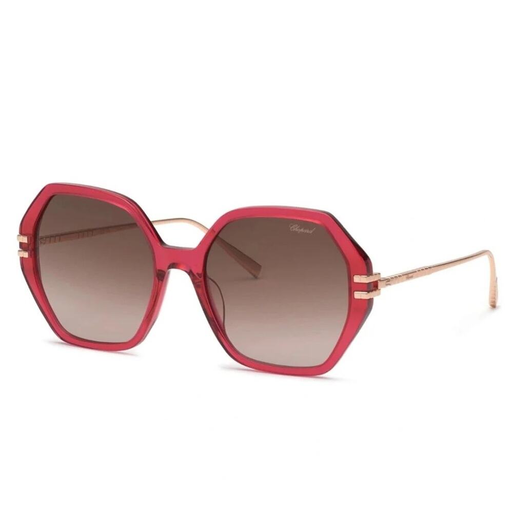 New! Chopard SCH370M 07AK Transparent Red Ice Cube Sunglasses, Authentic - Picture 7 of 8
